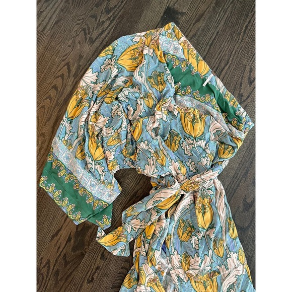 Free People Pardon My French Maxi Wrap Green Patterned Dress XS - Picture 4 of 7